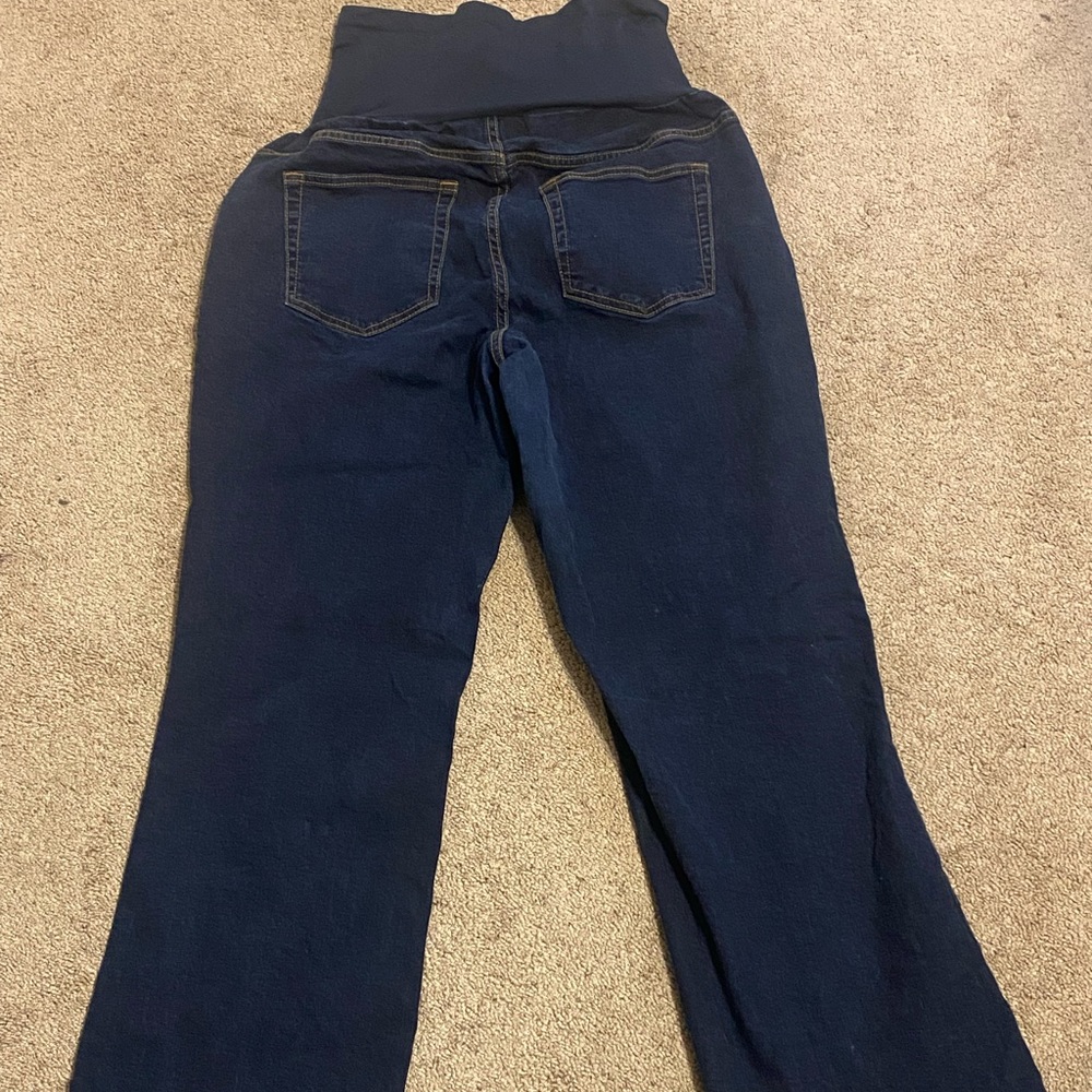 Blue denim maternity pants from the Mootherhood maternity store